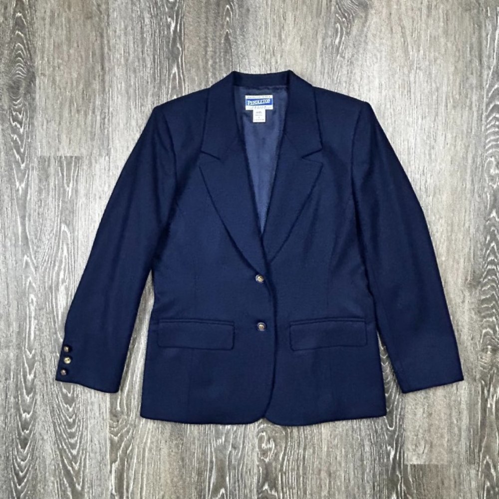 Pendleton 100% Virgin Wool Solid Navy Blue Women'… - image 1